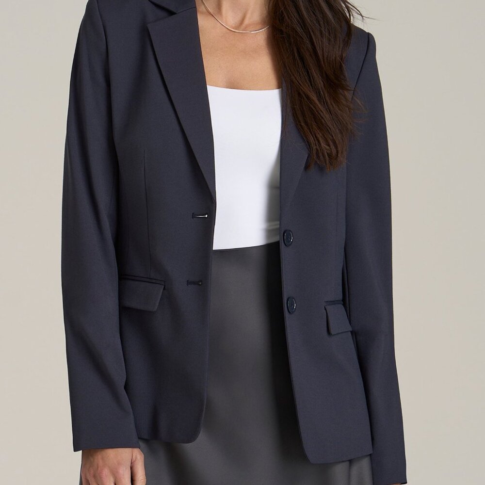 American Tall SLIM-FIT Two Button Blazer for Tall Women in Navy Size 1818 / Extr
